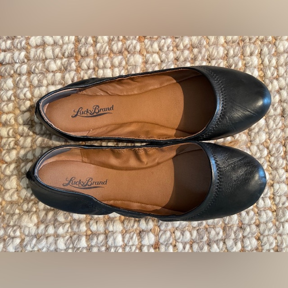 Lucky Brand Black Leather Ballet Flats